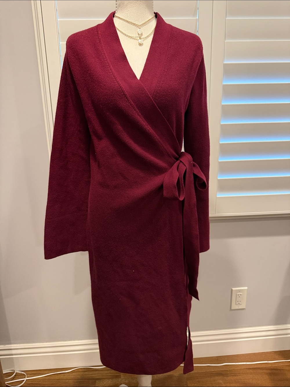 Banana Republic Burgundy Wrap Sweater Dress